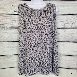 Chico’s Zenergy Women’s Leopard Print Sleeveless Top Size 3 (16/18) Gray Black